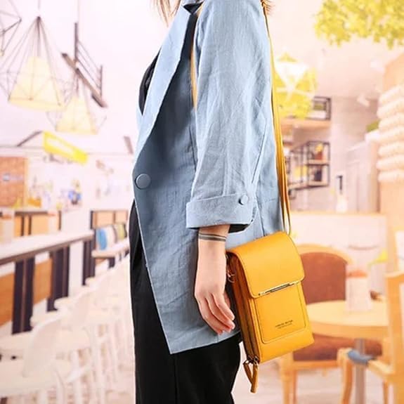 Touchscreen Mini Crossbody Phone Wallet – Zippered Card & Phone Purse