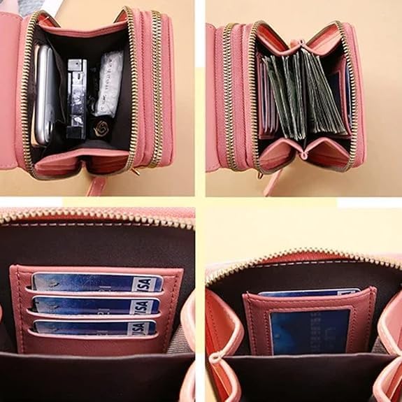 Touchscreen Mini Crossbody Phone Wallet – Zippered Card & Phone Purse